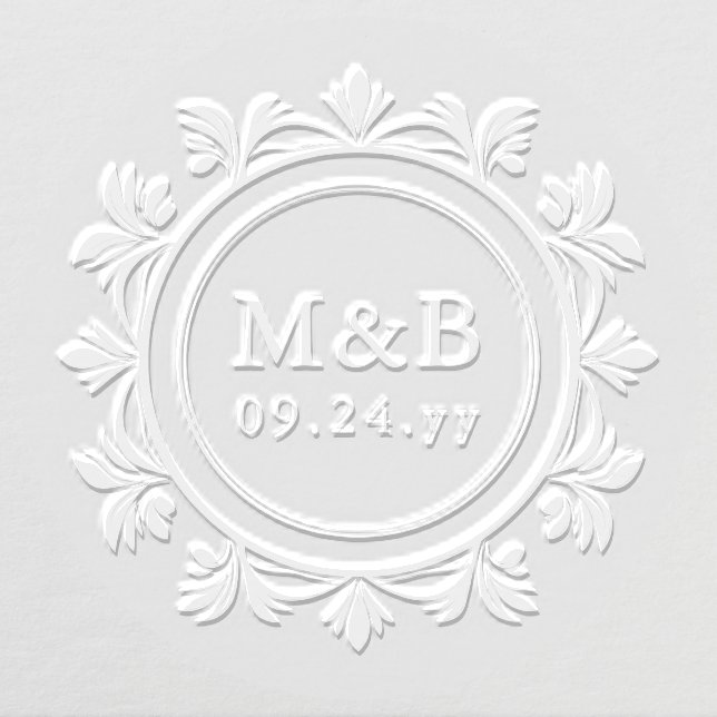 Elegant Floral Frame Monogram Wedding Embosser (Design)