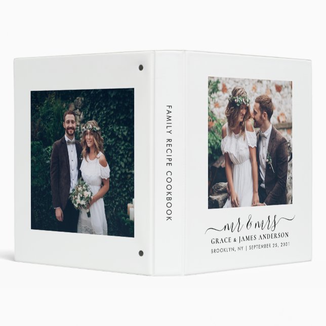 Elegant Floral Frame Mr Mrs 2 Photo Recipe 3 Ring Binder (Background)