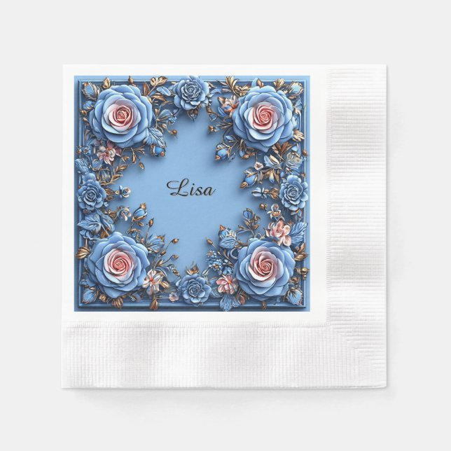 Elegant Floral Frame Napkins (Front)