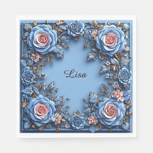 Elegant Floral Frame Napkins (Front)