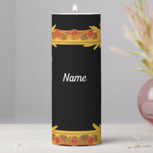Elegant Floral Frame Pillar Candle