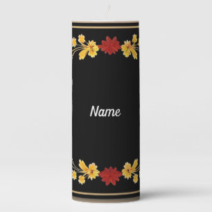 Elegant Floral Frame Pillar Candle