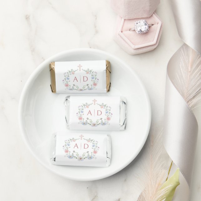 Elegant Floral Frame Religious Wedding Monograms Hershey's Miniatures (Wedding)