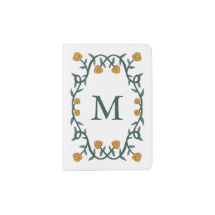 Elegant Floral Frame Roses Cute CUSTOM INITIAL Passport Holder