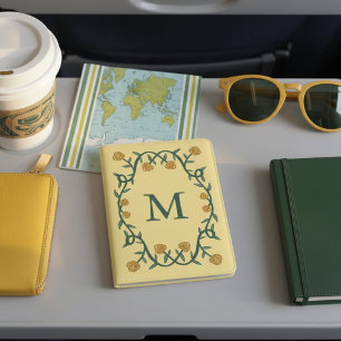 Elegant Floral Frame Roses Cute CUSTOM INITIAL Passport Holder