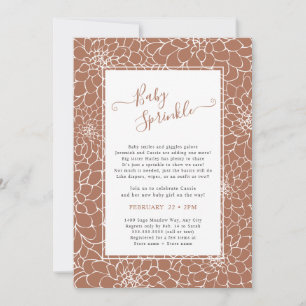 Elegant Floral Frame Terra Cotta Baby Sprinkle Inv Invitation