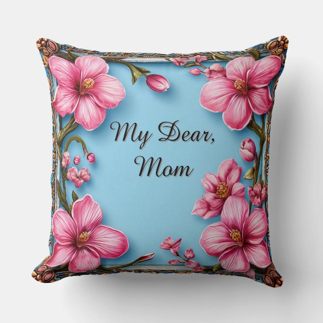 Elegant Floral Frame Throw Pillow (Front)