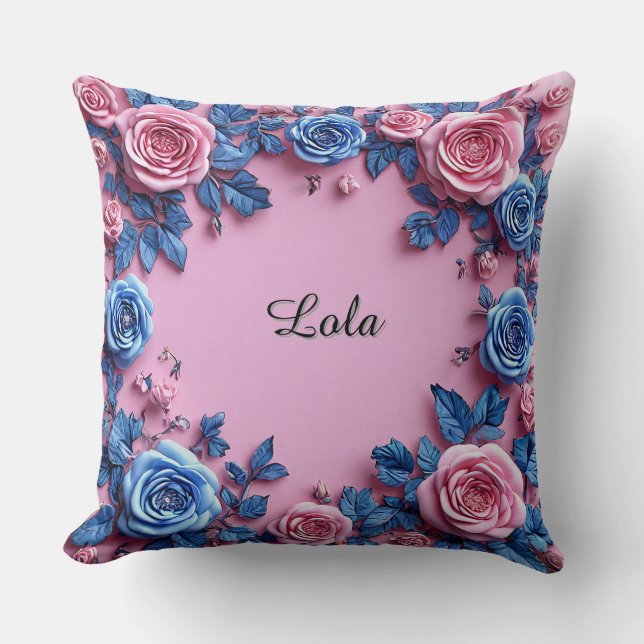 Elegant Floral Frame Throw Pillow (Front)