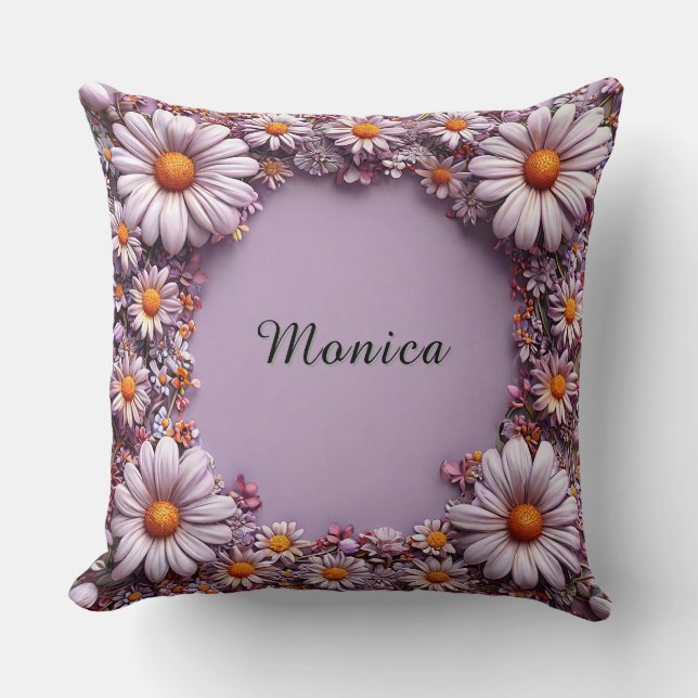 Elegant Floral Frame Throw Pillow (Front)