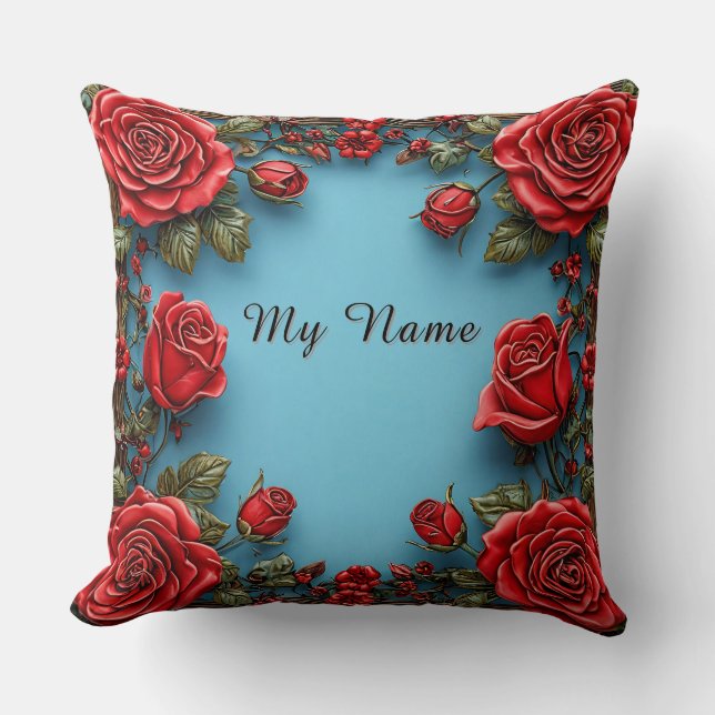 Elegant Floral Frame Throw Pillow (Front)