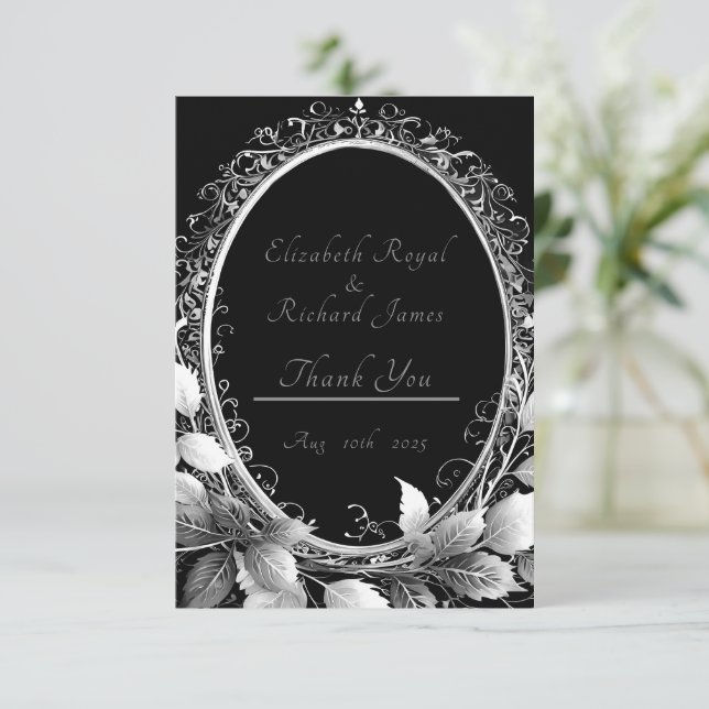 Elegant floral frame wedding collection thank you card (Standing Front)