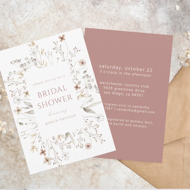Elegant Floral Frame Wildflower Bridal Shower Invitation (Creator Uploaded)