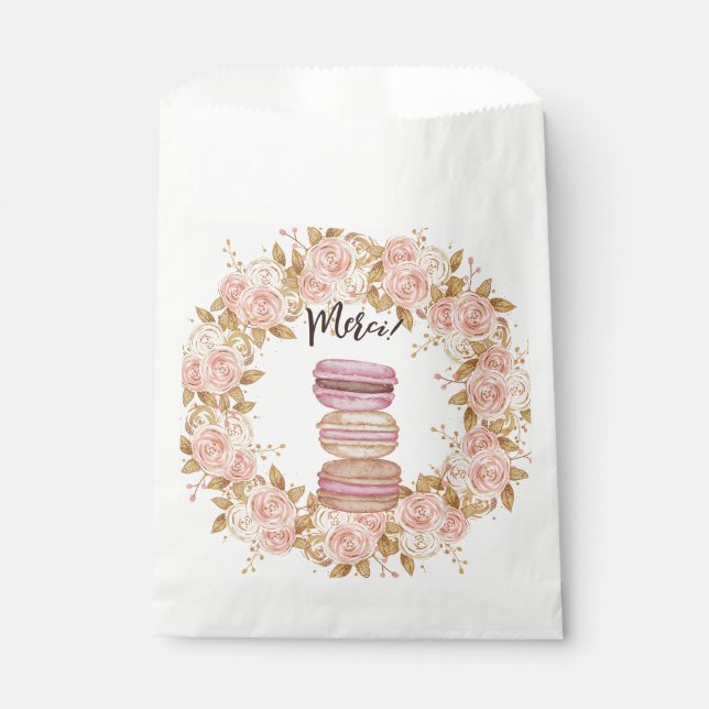 Elegant Floral French Macaron Paris Party Favor Bag (Front)