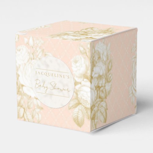Elegant Floral French Toile Girl Baby Shower Blush Favor Boxes