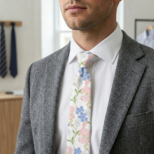 Elegant Floral Fresh Purple Pink Grace Neck Tie