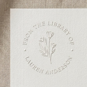 Elegant Floral from the Library of Bookplate Embosser
