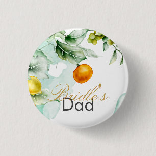 Elegant floral & Fruits watercolour summer Wedding Button