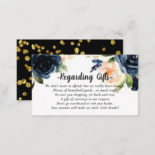 Elegant Floral Fund Instead of Gifts Fund Cards