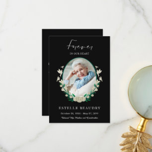 Elegant Floral Funeral Celebration of life Photo Thank You Card