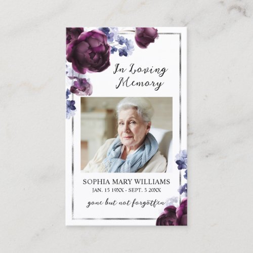 Elegant Floral Funeral Memorial Prayer Photo Card