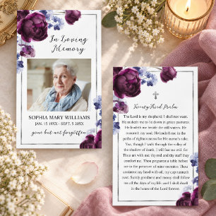 Elegant Floral Funeral Memorial Prayer Photo Card