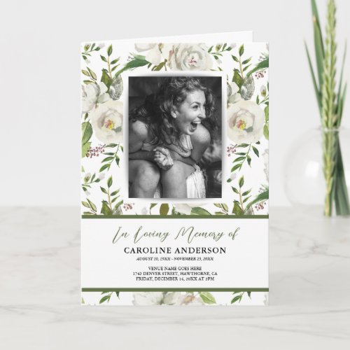 Elegant Floral Funeral Order of Service Photo