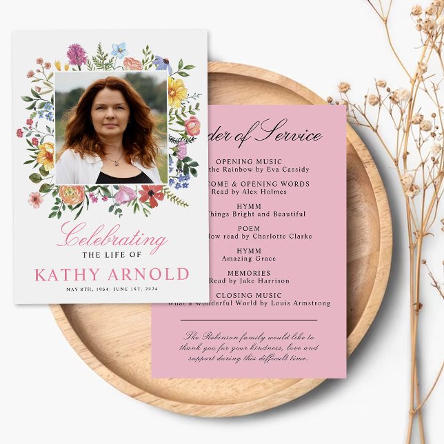 Elegant Floral Funeral Order of Service Program (Creator Uploaded)