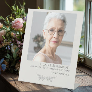 Elegant Floral Funeral Photo Pedestal Sign