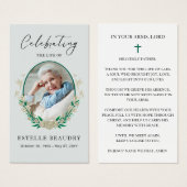 Elegant Floral Funeral Photo Sympathy Prayer Cards (Front & Back)
