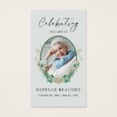 Elegant Floral Funeral Photo Sympathy Prayer Cards (Front)