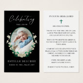 Elegant Floral Funeral Photo Sympathy Prayer Cards (Front & Back)