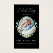 Elegant Floral Funeral Photo Sympathy Prayer Cards (Front)