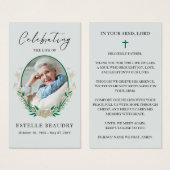 Elegant Floral Funeral Photo Sympathy Prayer Cards (Front & Back)
