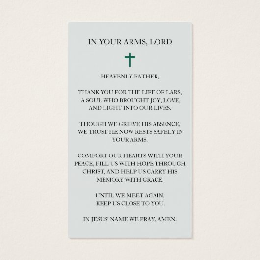 Elegant Floral Funeral Photo Sympathy Prayer Cards (Back)