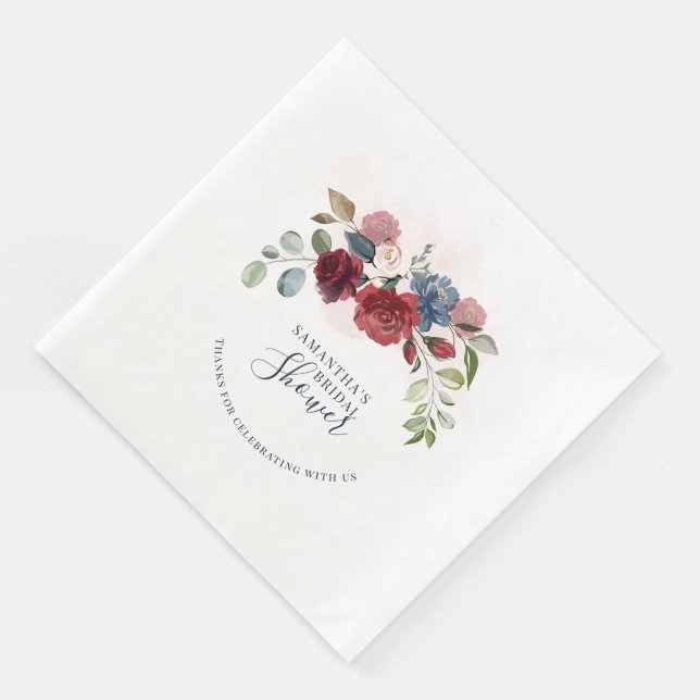 Elegant Floral Future Mrs Bridal Shower Paper Dinner Napkins (Corner)