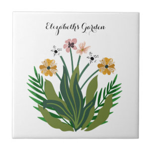 Elegant Floral Garden Botanical Flowers Custom Ceramic Tile