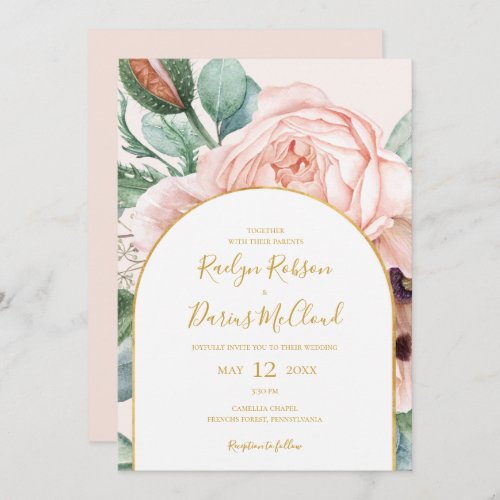 Elegant Floral Garden  Pastel Arch Casual Wedding Invitation