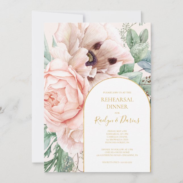 Elegant Floral Garden | Pastel Rehearsal Dinner Invitation (Front)