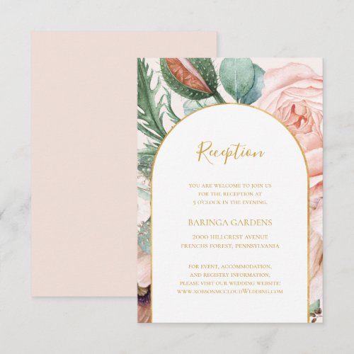 Elegant Floral Garden | Pastel Wedding Reception Enclosure Card