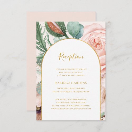 Elegant Floral Garden  Pastel Wedding Reception Enclosure Card