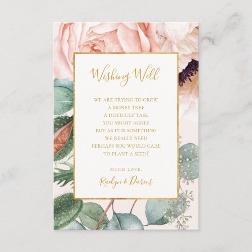 Elegant Floral Garden Pastel Wedding Wishing Well Enclosure Card
