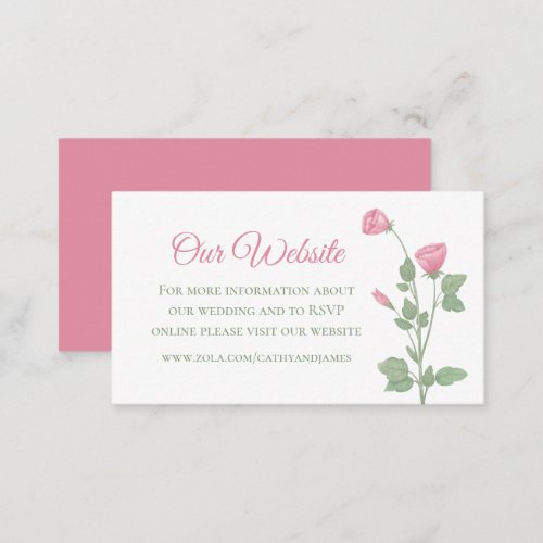 Elegant Floral Garden Pink Flower Wedding Website  Enclosure Card