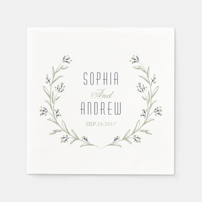 Elegant floral garden rustic wedding monogram napkins (Front)