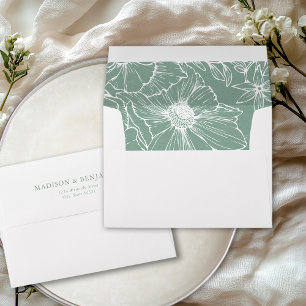 Elegant Floral Garden Sage Green Wedding Address Envelope