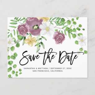 Elegant Floral Garden Spring Wedding Save The Date Postcard