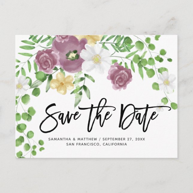 Elegant Floral Garden Spring Wedding Save The Date Postcard (Front)