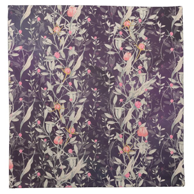 Elegant Floral Garden Watercolor Roses & Tulips Cloth Napkin (Front)