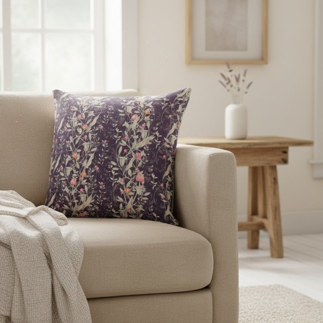 Elegant Floral Garden Watercolor Roses & Tulips Throw Pillow (Creator Uploaded)