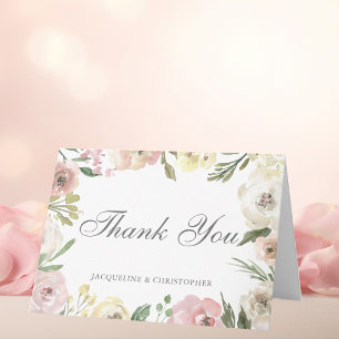 Elegant Floral Garden Wedding Personalized Letterpress Thank You Card