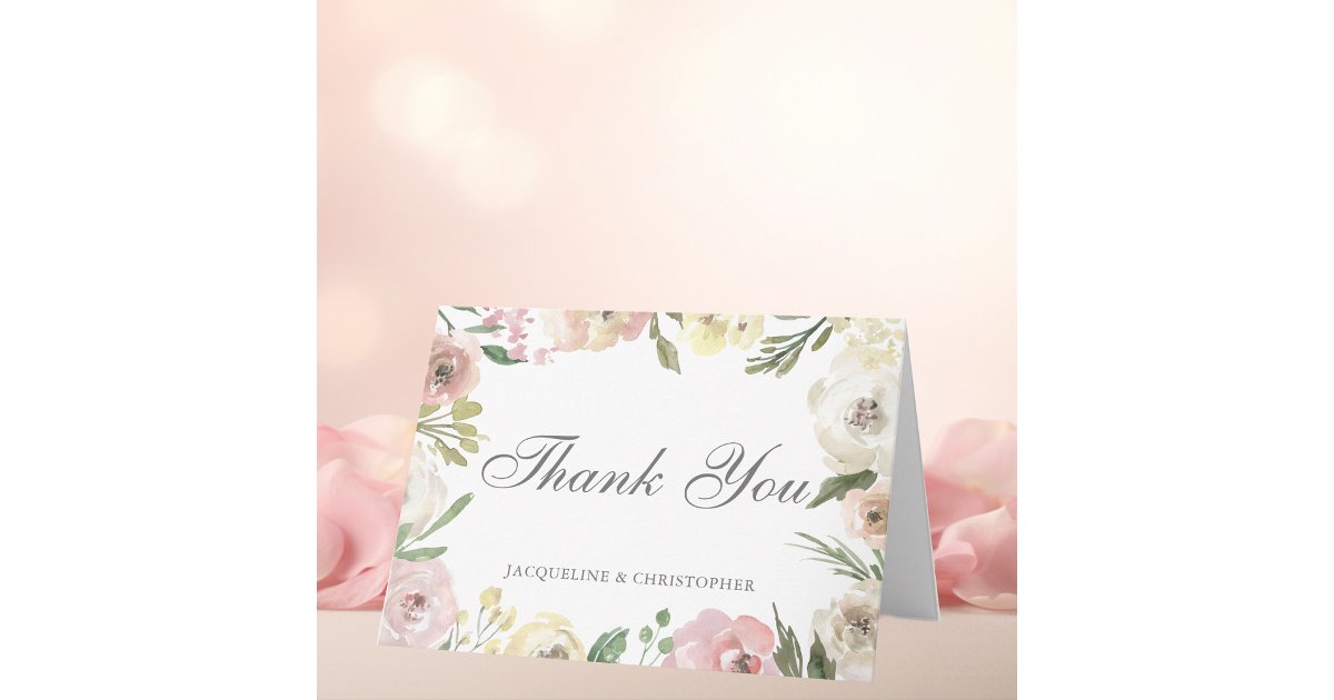 Elegant Floral Garden Wedding Personalized Thank You Card | Zazzle